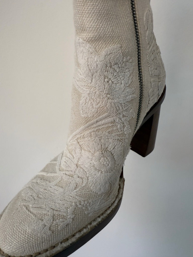 Ann Demeulemeester Sewn Floral Ankle Boot