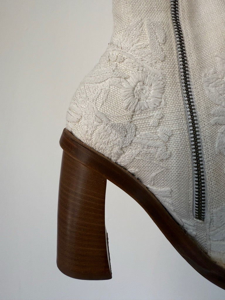 Ann Demeulemeester Sewn Floral Ankle Boot