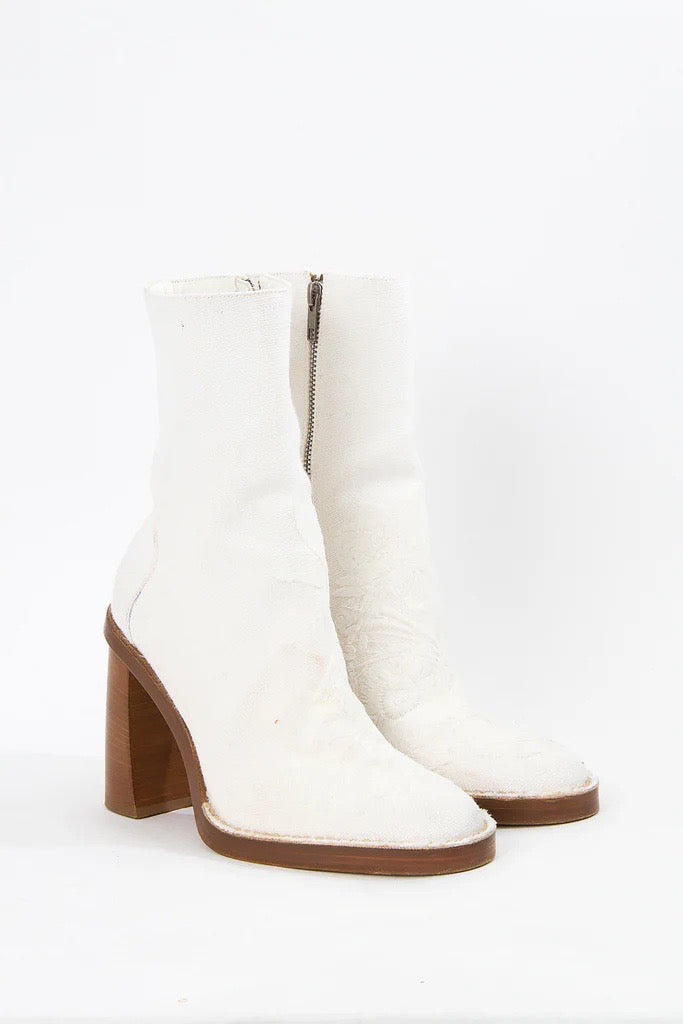 Ann Demeulemeester Sewn Floral Ankle Boot